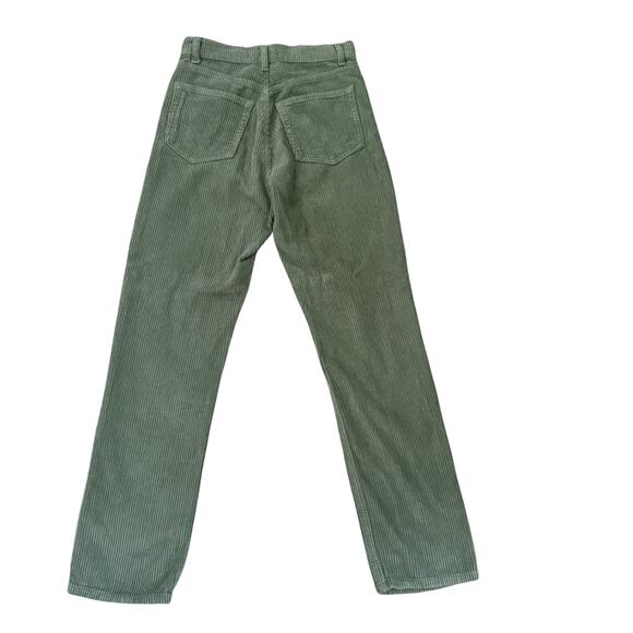 Reformation Cynthia Button Fly High Rise Corduroy Pants 24 Moss Dark Academia - Picture 1 of 9